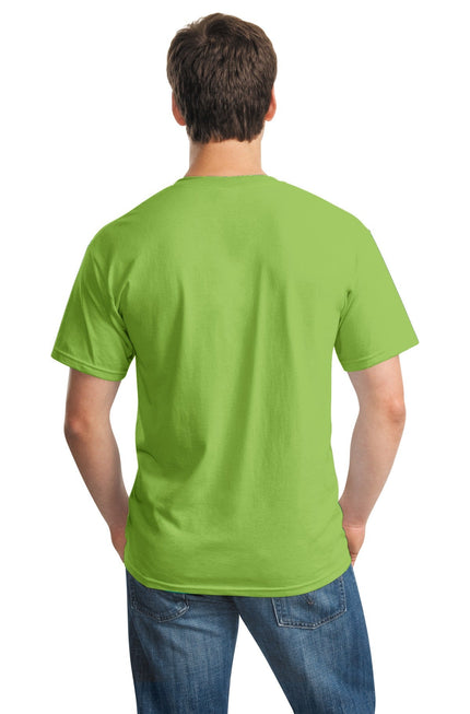 Gildan Heavy Cotton 100% Cotton T-Shirt in vibrant kiwi green, front view showing the soft fabric and classic fit.