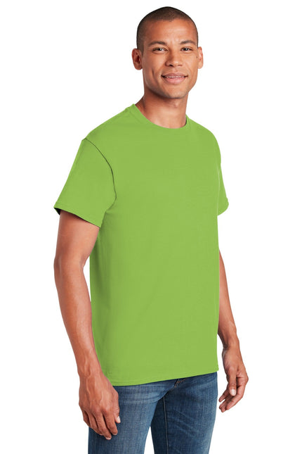 Gildan Heavy Cotton 100% Cotton T-Shirt in kiwi color, featuring a classic crew neck and short sleeves.