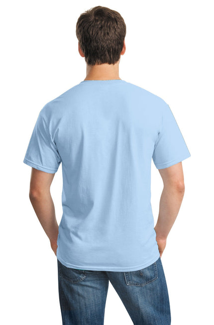 Gildan Heavy Cotton 100% Cotton T-Shirt in light blue, casual fit, soft fabric, front view, plain design.