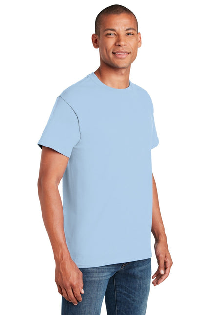 Gildan Heavy Cotton 100% Cotton T-Shirt in Light Blue, front view showing soft fabric and classic fit.