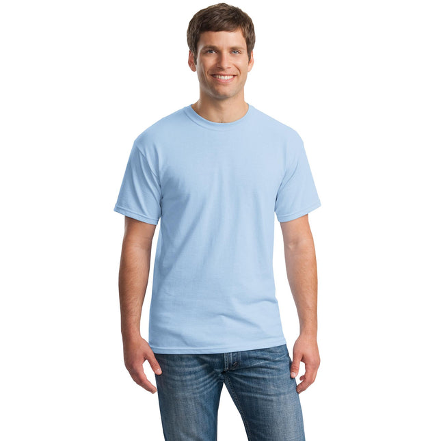 Gildan Heavy Cotton 100% Cotton T-Shirt in light blue, casual short-sleeve shirt for everyday wear.