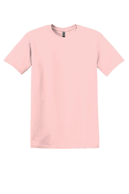 Gildan Heavy Cotton 100% Cotton T-Shirt in light pink, casual fit, soft fabric, and classic crew neck style.