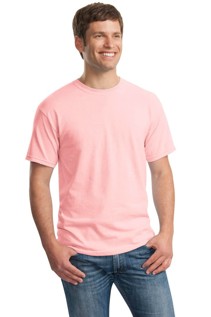 Gildan Heavy Cotton 100% Cotton T-Shirt in light pink, showcasing the soft fabric and classic fit.