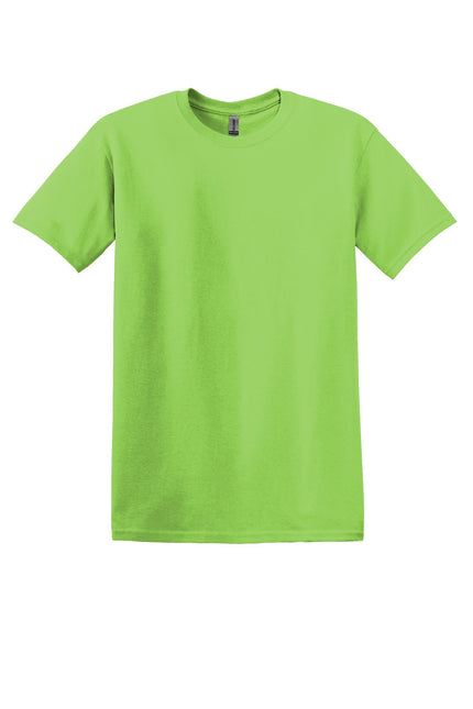 Gildan Heavy Cotton 100% Cotton T-Shirt in lime color, front view showing smooth fabric and classic fit.