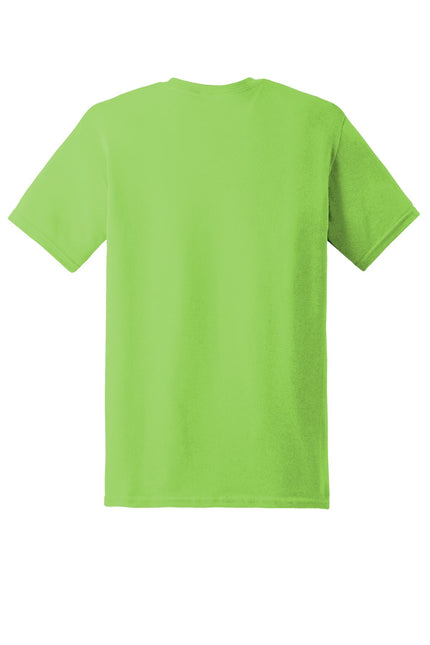 Gildan Heavy Cotton 100% Cotton T-Shirt in lime color, front view showing crew neck and short sleeves.