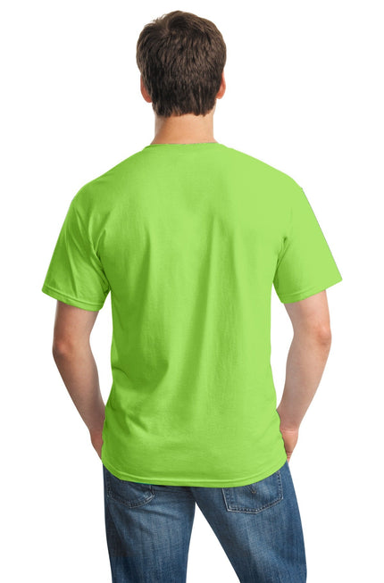 Gildan Heavy Cotton 100% Cotton T-Shirt in lime color, front view showing soft fabric and classic fit.