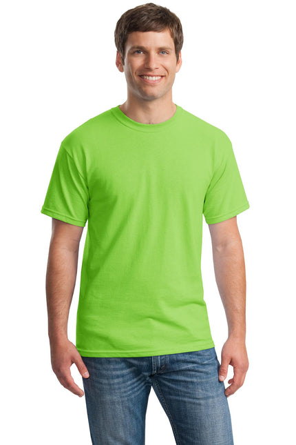 Gildan Heavy Cotton 100% Cotton T-Shirt in lime color, showcasing front view of the Gildan brand shirt.