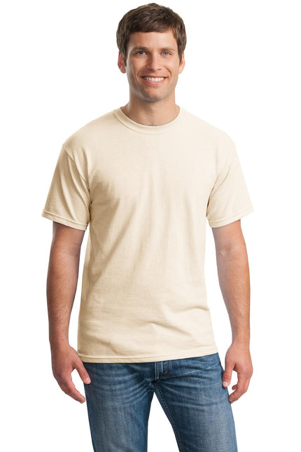 Gildan Heavy Cotton 100% Cotton T-Shirt in natural color, featuring a classic crew neck and short sleeves.