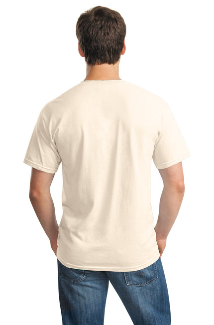 Gildan Heavy Cotton 100% Cotton T-Shirt in natural color, casual fit, soft fabric, and classic crew neck style.