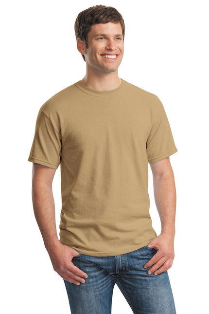 Gildan Heavy Cotton 100% Cotton T-Shirt in Old Gold, showcasing a comfortable fit and classic crew neckline.