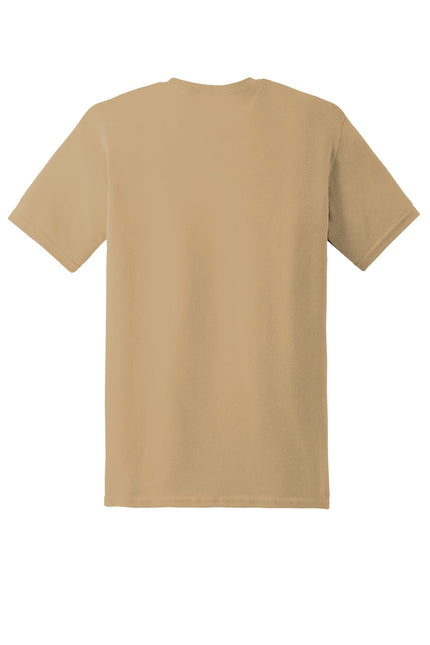 Gildan Heavy Cotton 100% Cotton T-Shirt in Old Gold color, front view showing classic crew neck and short sleeves.