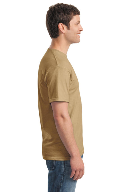 Gildan Heavy Cotton 100% Cotton T-Shirt in Old Gold color, front view showing classic fit and soft fabric.