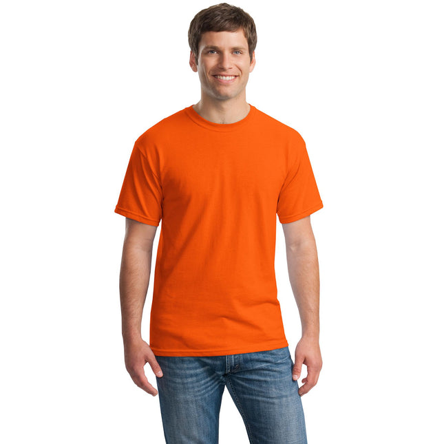 Gildan Heavy Cotton 100% cotton T-shirt in bright orange, casual short-sleeve style for men and women.