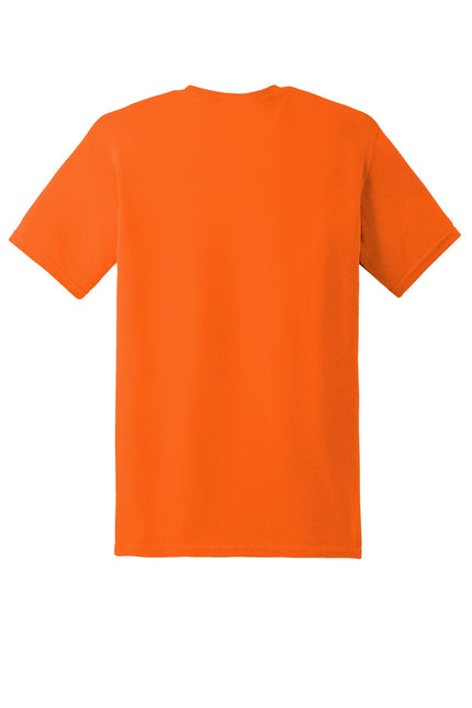 Gildan Heavy Cotton 100% Cotton T-Shirt in vibrant orange, front view showing classic crew neck and smooth fabric.