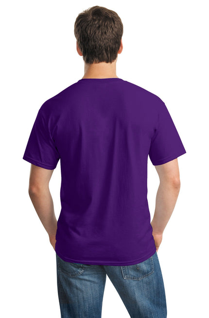 Gildan Heavy Cotton 100% Cotton T-Shirt in purple, front view showing crew neck and short sleeves.