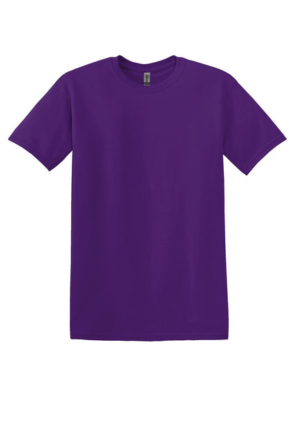Gildan Heavy Cotton 100% Cotton T-Shirt in purple, front view showing crew neck and short sleeves.
