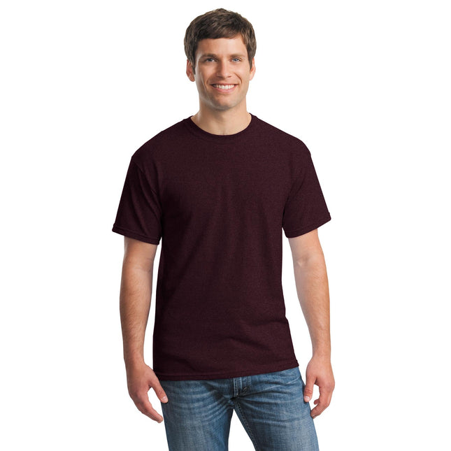 Gildan Heavy Cotton 100% Cotton T-Shirt in Russet color, front view showing classic crew neck and soft fabric.