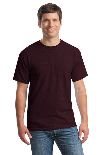 Gildan Heavy Cotton 100% Cotton T-Shirt in Russet color, front view showing classic crew neck and soft fabric.