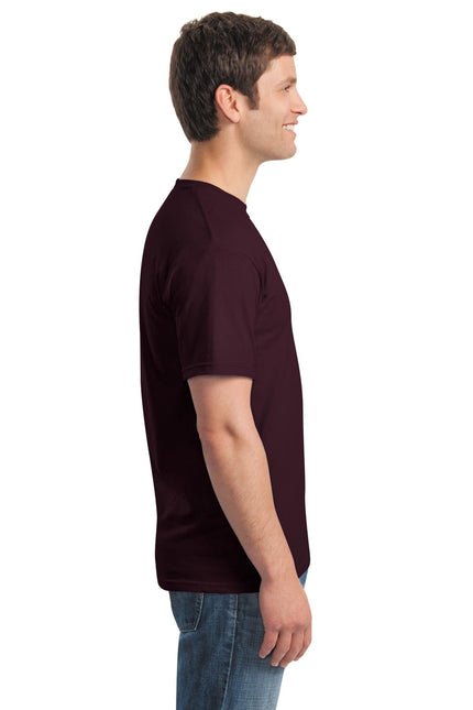 Gildan Heavy Cotton 100% Cotton T-Shirt in Russet color, casual fit, soft fabric, front view showing collar and short sleeves.