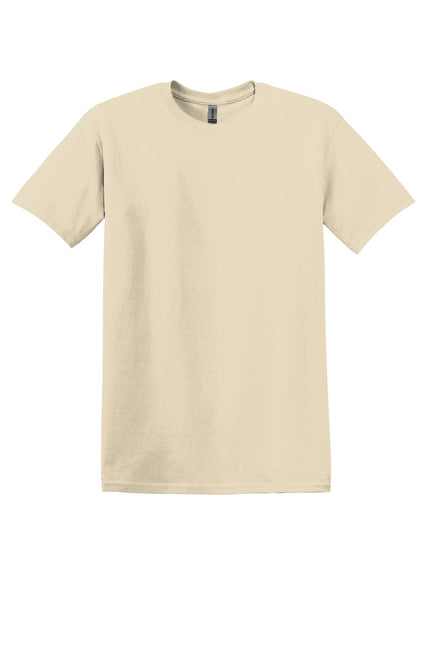 Gildan Heavy Cotton 100% cotton T-shirt in sand color, front view showing soft fabric and classic fit.