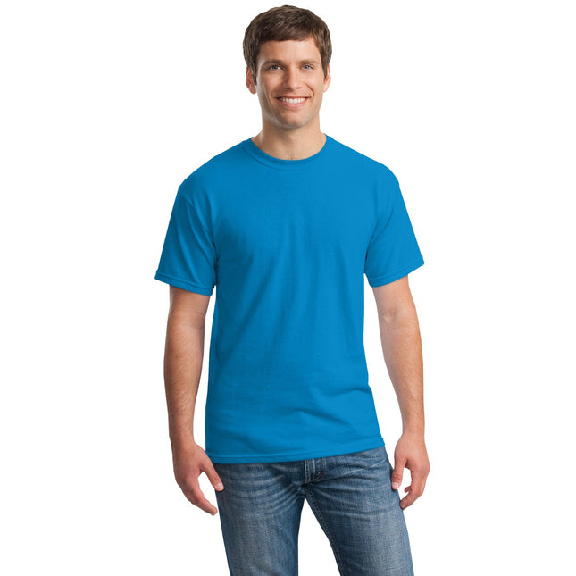 Gildan Heavy Cotton 100% Cotton T-Shirt in Sapphire color, casual fit, front view showing smooth fabric and vibrant color.