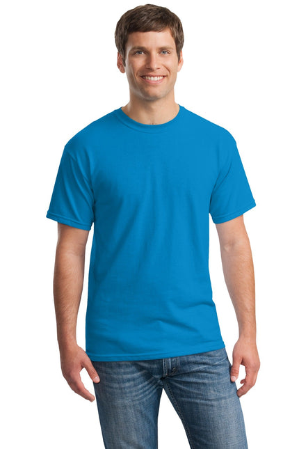 Gildan Heavy Cotton 100% Cotton T-Shirt in Sapphire color, casual fit, front view showing smooth fabric and vibrant color.