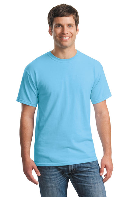 Gildan Heavy Cotton 100% Cotton T-Shirt in Sky blue, front view showing soft fabric and comfortable fit.