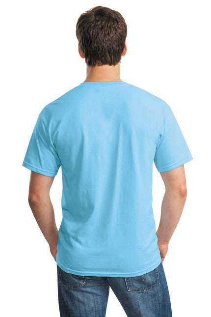 Gildan Heavy Cotton 100% Cotton T-Shirt in Sky blue, front view showing soft fabric and classic fit.