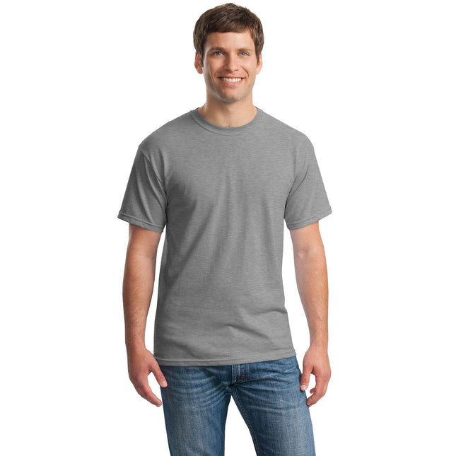 Gildan Heavy Cotton 100% Cotton T-Shirt in Sport Grey, front view showing soft fabric and classic fit.