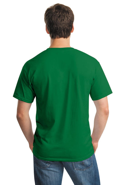 Gildan Heavy Cotton 100% cotton T-shirt in Turf Green, plain short-sleeve shirt displayed on a white background.