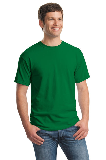 Gildan Heavy Cotton 100% Cotton T-Shirt in Turf Green, front view showing soft fabric and classic crew neck design.