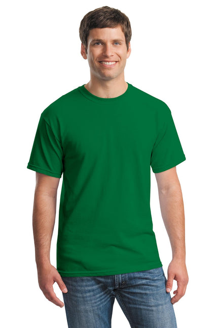Gildan Heavy Cotton 100% Cotton T-Shirt in Turf Green, front view showing crew neck and short sleeves.