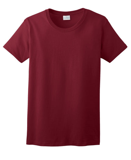 Gildan Ladies Ultra Cotton 100% US Cotton T-Shirt in Cardinal Red, front view showing soft fabric and classic fit.