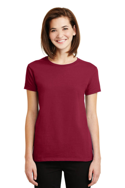 Gildan Ladies Ultra Cotton 100% US Cotton T-Shirt in Cardinal Red, front view showing soft fabric and classic fit.
