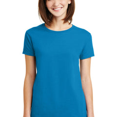 Gildan Ladies Ultra Cotton 100% US Cotton T-Shirt in Sapphire color, soft fabric and classic fit, front view.