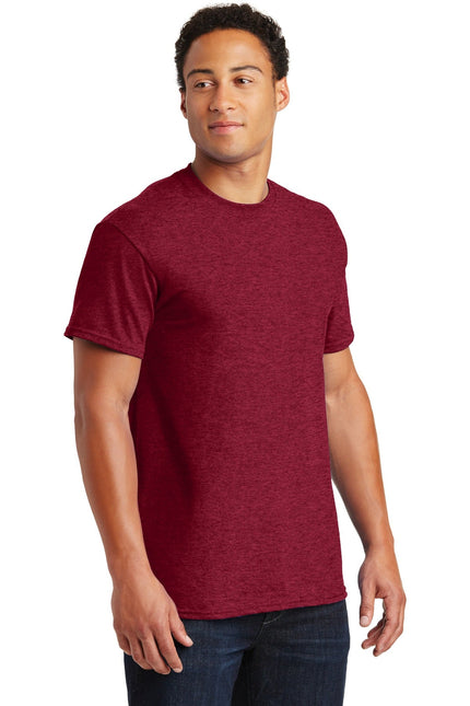 Gildan Ultra Cotton 100% US Cotton T-Shirt in Antique Cherry Red, front view showing soft fabric and vibrant color.