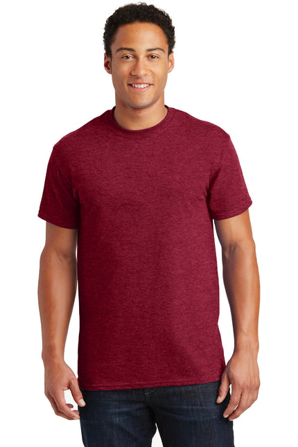 Gildan Ultra Cotton 100% US Cotton T-Shirt in Antique Cherry Red, front view showing vibrant color and classic fit.