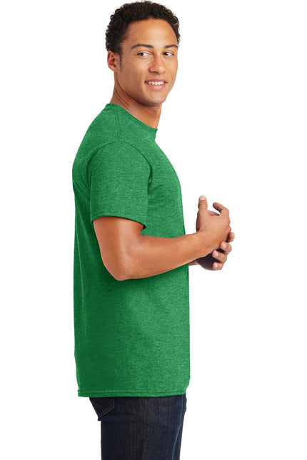 Gildan Ultra Cotton 100% US Cotton T-Shirt in Antique Irish Green, front view showing soft fabric and classic fit.