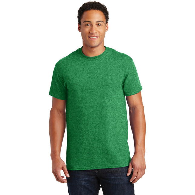 Gildan Ultra Cotton 100% US Cotton T-Shirt in Antique Irish Green, front view, soft fabric and classic fit.