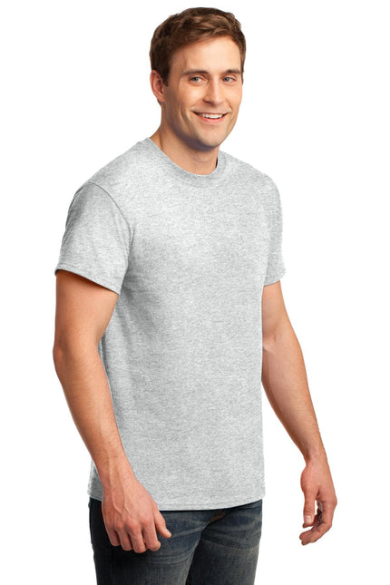 Gildan Ultra Cotton 100% US Cotton T-Shirt in ash color, front view showing soft fabric and classic fit.