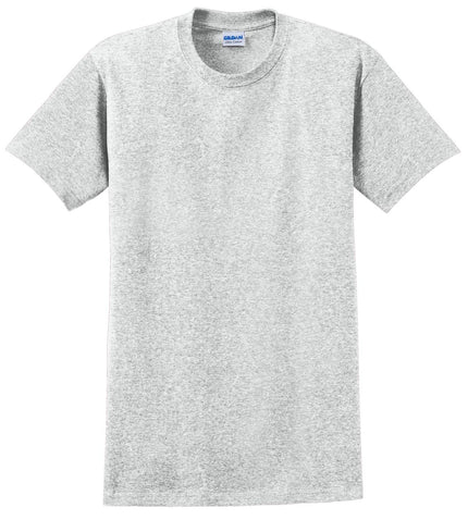 Gildan Ultra Cotton 100% US Cotton T-Shirt in ash color, front view, lightweight casual tee for everyday wear.