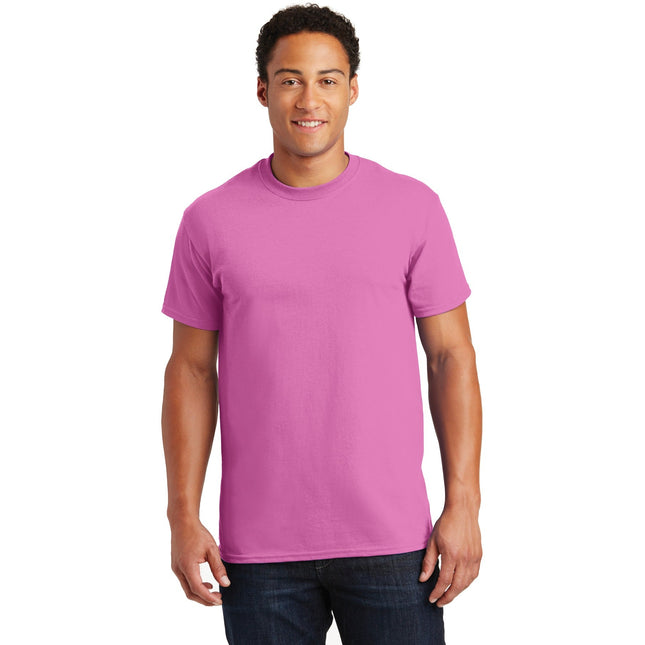 Gildan Ultra Cotton 100% US Cotton T-Shirt in Azalea color, featuring a classic fit and soft fabric for comfortable wear.