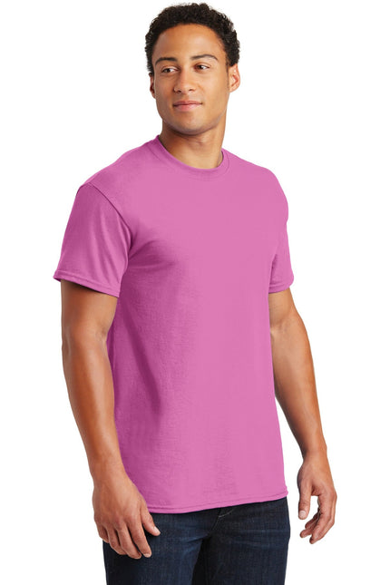 Gildan Ultra Cotton 100% US Cotton T-Shirt in Azalea color, front view showing soft fabric and classic fit.