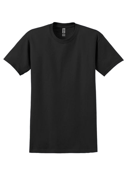 Black Gildan Ultra Cotton 100% US Cotton T-Shirt, front view, classic fit, soft fabric, casual style.