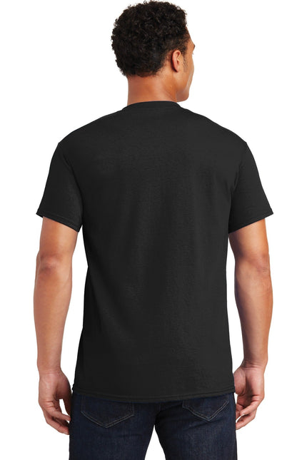 Black Gildan Ultra Cotton 100% US Cotton T-Shirt, front view showing classic fit and soft fabric.