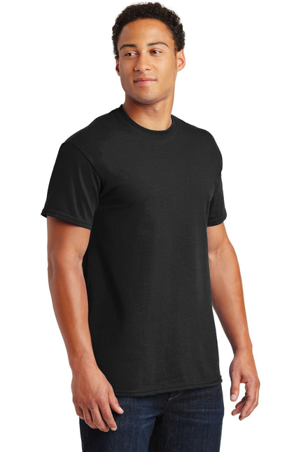 Black Gildan Ultra Cotton 100% US Cotton T-Shirt, front view showing classic crew neckline and plain design.