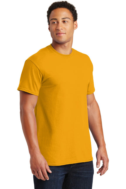 Gildan Ultra Cotton 100% US Cotton T-Shirt in gold, size 2000, displayed flat with short sleeves and crew neck.