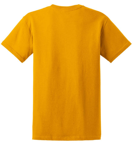 Gildan Ultra Cotton 100% US Cotton T-Shirt in gold, front view showing classic crew neck and smooth fabric texture.