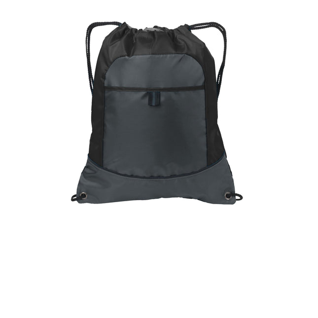 Port Authority Pocket Cinch Pack. BG611 - Black/ Deep Smoke - Union Prints