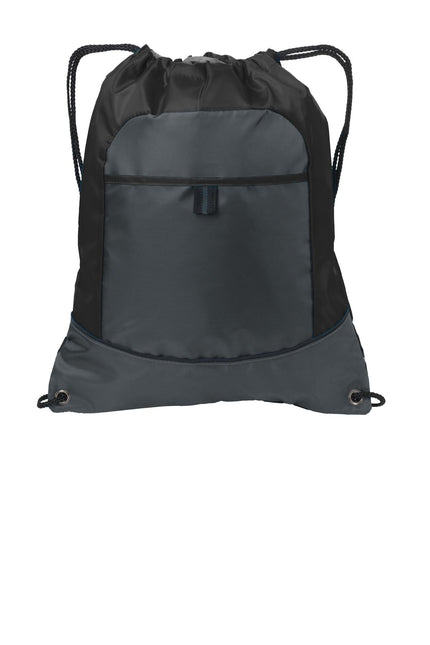 Port Authority Pocket Cinch Pack. BG611 - Black/ Deep Smoke - Union Prints